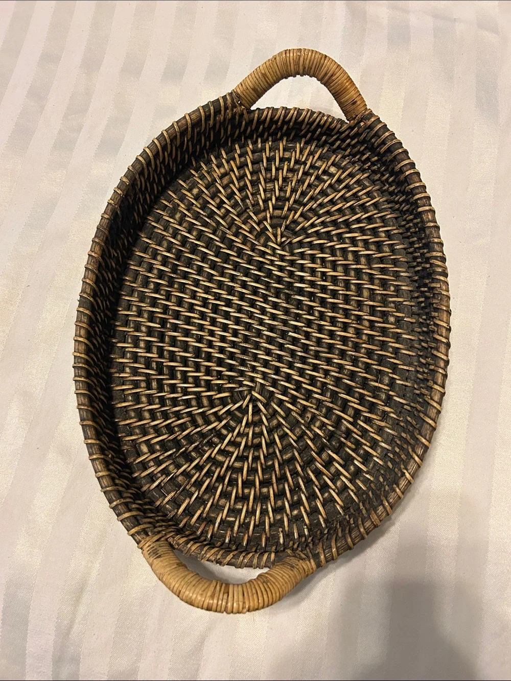 Natural Woven Oval Serving Tray - Brown